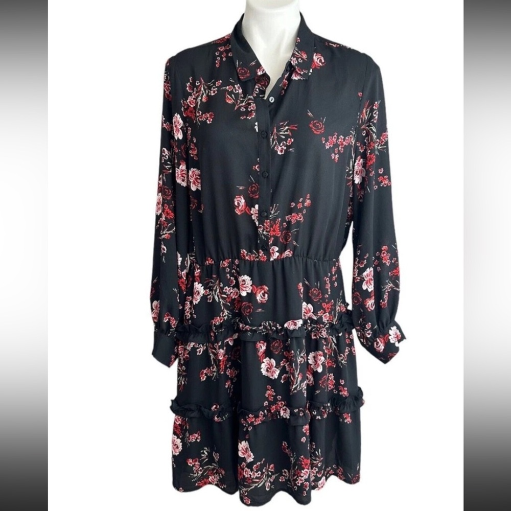 Maison Jules mini Floral Black Dress new